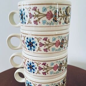 Villeroy & Boch Chateau stackable cups, Vintage coffee Mug Set, Set 4 mugs
